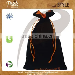 High Quality Drawstring Pouch With Customized Logo - Velvet Drawstring Pouch With Satin Lining - With Embroidery Logo - Luxary thumbnail-3