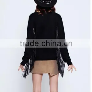 LEATHER DETAIL 90%WOOL 10%CASHMERE PULLOVER thumbnail-2