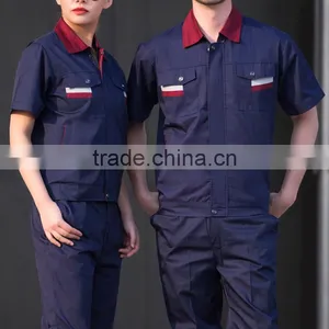 OEM 100% Workwear Uniforms Green Work Clothes Short Sleeves Customized Maker thumbnail-3