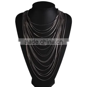 2016 Europe and the United States the New Multilayer Long Thin Chain Necklace thumbnail-2