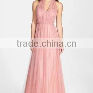 MGOO High Quality 2016 Convertible Tulle Column Plain Maxi Prom Women Long Dress Islamic Vestidos thumbnail-6
