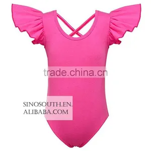 Girls' Dance Gymnastic Leotards Solid Color Ruffle Kids Flutter Sleeve Leotard thumbnail-1