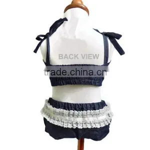Baby Girl Navy Blue Swimsuit Children Lace Swimsuits Kids Swimsuit Sets thumbnail-4