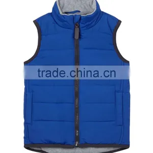 100% Nylon Oxford With Milky Coating, Children Boys High Neck Quilted Down Touch Padding VEST With Zipper thumbnail-1