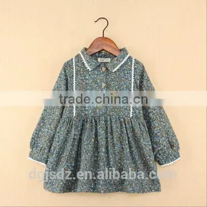 Korean Style Kids Dress Pastoral Style Frock for Kids Girls Lace Neck Long Sleeves thumbnail-2