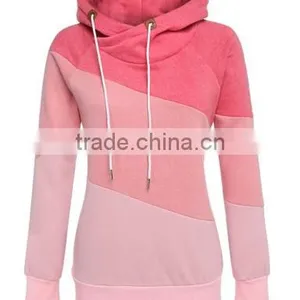 Women Long Sleeve Sport Polo Neck Hoody Contrast Color Pullover Hoodies thumbnail-3