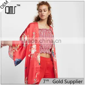 VARIOUS COLORS Floral Print Ladies Elegant Long Sleeve Kimono thumbnail-1
