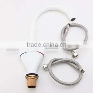 Best Promotion! Modern Double Handle Bathroom Faucet Kitchen Sink Swivel Spout Mixer Tap White Excellent Quality thumbnail-2