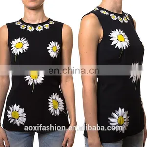 OEM Service Supply Type Printed Flower Ladies Short Sleeve Woolen Blouse thumbnail-1