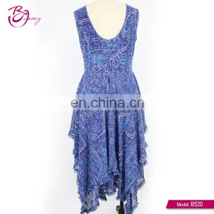 Crew Neck Sleeveless Asymmetric Hem Lady Fashion Dress thumbnail-1