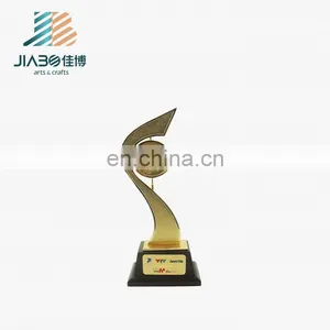 3D Ribbon With Round Plate Custom Gold Plated Trophy thumbnail-3