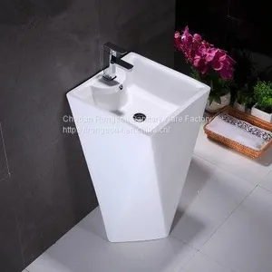 New Popular Ceramics Two Piece Big Floor Mounted White Pedestal Wash Hand Basin Sinks thumbnail-3