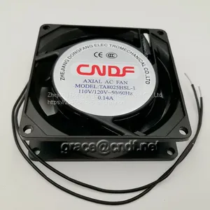 CNDF TA8025HSL-1 110/120VAC 50/60Hz 0.14/0.13 15/11W 2800rpm Air Flow 17/21cfm ac Axial Cooling Fan 80x80x25mm thumbnail-2