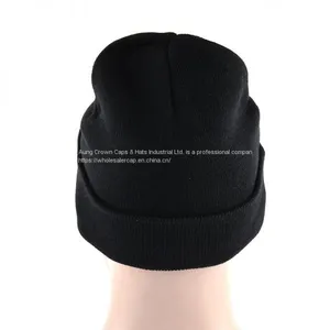 Embroidery Logo Acrylic Knitted Beanie Cap Hat for Man thumbnail-2