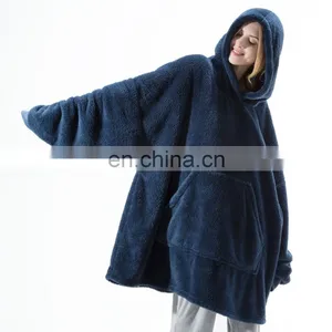 High Quality Soft Material Durable Wearable Hoodie Sherpa Oversized Blanket thumbnail-4