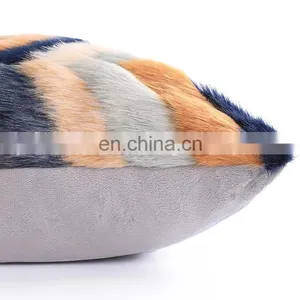Oeko-Tex Certified Fluffy Flame Retardant Square Colorful Long Hair Faux Fur Cushion Cover Pillow Case thumbnail-3
