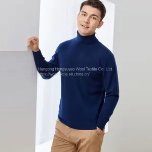 New Men's Pure Wool Sweaters High-Neck Thick Sweaters Solid Color Long-Sleeved Knitted Jackets For Men thumbnail-4