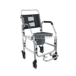 Medical Elder Shower Wheel Chair Manual Toliet Seat Bedside Commode thumbnail-1