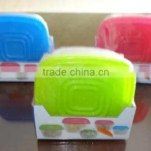 Popular 5 Pcs Set Square Plastic Food Storage Container With Color Box thumbnail-2