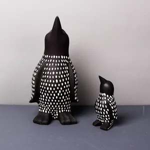 New Chinese Style Penguin And Stone Shapes Black And White Spots Ceramic Decoration For Home thumbnail-3