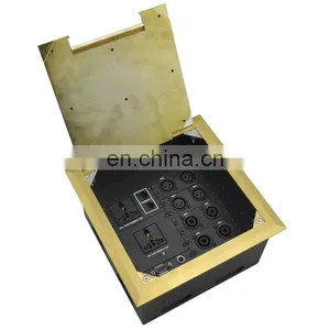 Silver Ac Brushed Golden Metal Power Multi Insert Network Floor Box thumbnail-1