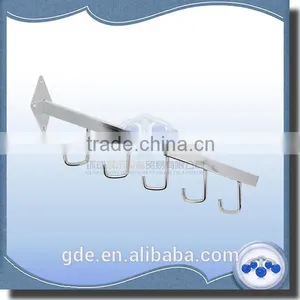 Metal Chrome Oblique 5 Hooks Handbags Display Bracket for Wall thumbnail-1
