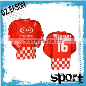 100% Polyester Cheap Red Ice Hockey Jersey thumbnail-3