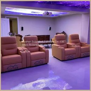 Villa Living Room Leather Electric Sofa Home Theater Electric Multi-functional Audio-visual Room Sofa Combination thumbnail-1