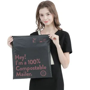 Factory Custom Design Eco-Friendly Pink 100% Biodegradable Mailers Shipping Envelopes Mailing Bag for Clothing thumbnail-1