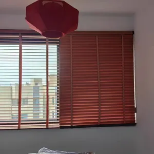 50mm Basswood Venetian Blinds Manual Chain Control System 50mm Slats thumbnail-1