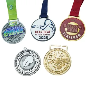 Customized High Quality Sports Winning Souvenir Plaque Trophy Designer Silver Bronze Medals UV Printed Zinc Alloy Brass thumbnail-1