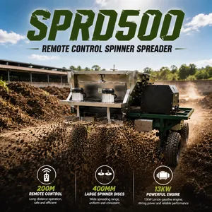 Remote Control Spinner Spreader 13kW Gasoline Powered Manure Spreader With Precision Conveyor Material Control thumbnail-1