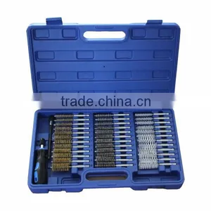38-Piece 1/4" Hex Shank Brass Stainless Nylon Wire Industrial Brush Set With Soft Grip Handle and 6" Extension Bar thumbnail-1