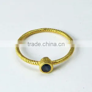 New Design !! Blue Sapphire Gold Polish 925 Sterling Silver Ring, Online Silver Jewelry, Gemstone Sterling Silver Jewelry thumbnail-2