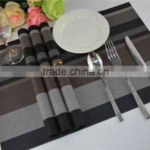 High Quality Dark Color Black With Brown PVC Strip Placemat Table Mat Home Decoration thumbnail-5