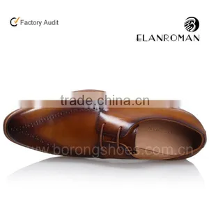 Elegant Italian Calf Leather Derby Design Brown Men Dress Leather Shoes thumbnail-4