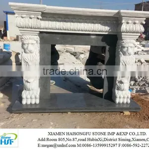 Natural White Marble Electric Fireplace Mantel thumbnail-1