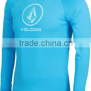 92% Polyester 8% Spandex (Lycra) Crew Neck Long Sleeves Cosmic Blue Compression Shirt / Rash Guard With Printing thumbnail-1