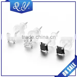 Fashion Luxury Ear Piercing Jewelry CZ Silver Studs thumbnail-1