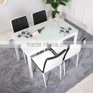 Wrought Iron Table and Four Chairs Minimalist Tempered Glass Dining Table thumbnail-4