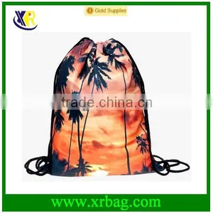Women Mochila Man Gym Bags Travel Backpack Sunset Printing Recycled Drawstring Bag thumbnail-1