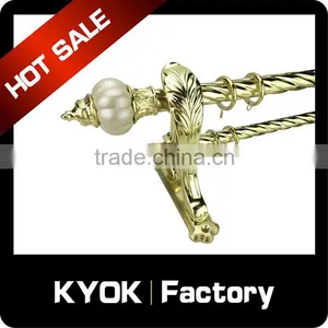 KYOK 12 Years Double Curtain Rods Factory , 28mm Golden Curtains Rods Wholesale thumbnail-4