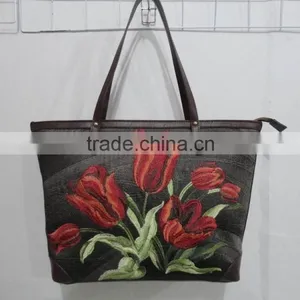 Embroidery Front With Lether Back and Belt Lady Bag thumbnail-1