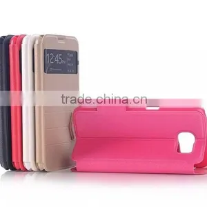 Factory Wholesale Flip Stand Window PU Leather Case For Samsung S6/S6 Edge thumbnail-2