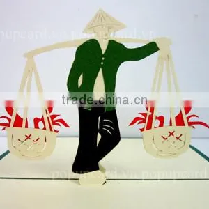 Viet Nam Carrying Man 3d Pop up Greeting Card thumbnail-1