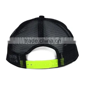 Wholesale Custom Cheap Neon Green Fashion 100% Cotton 3D Embroidery Mesh Trucker Cap With Rope thumbnail-3