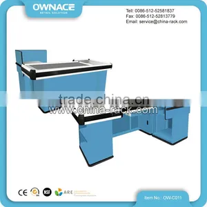 Checkout Counter Desk With Dam Board and Automatic Belt for Carrying Goods Easily thumbnail-1