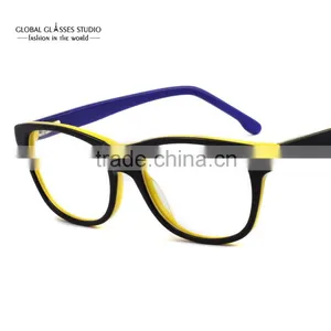 New Colorful Young Cool Unisex Squared Fashion Design Glasses Frame Clean Lens Acetate Eyeglasses Optical Eyewear 51BG24011 thumbnail-1