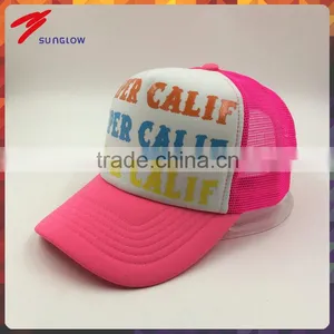 Colorful Rubber Print Letter 5 Panel Mesh Trucker Cap thumbnail-1