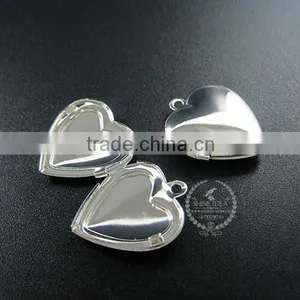 20MM Silver Plated Brass Lovers' Heart Locket Pendant Charm,vintage Heart Love Photo Locket 1132010 thumbnail-1